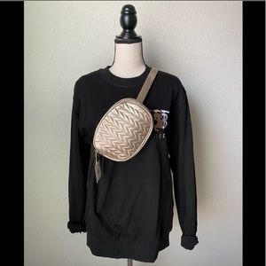 Bella B Chevron Quilted Belt Bag in Gold